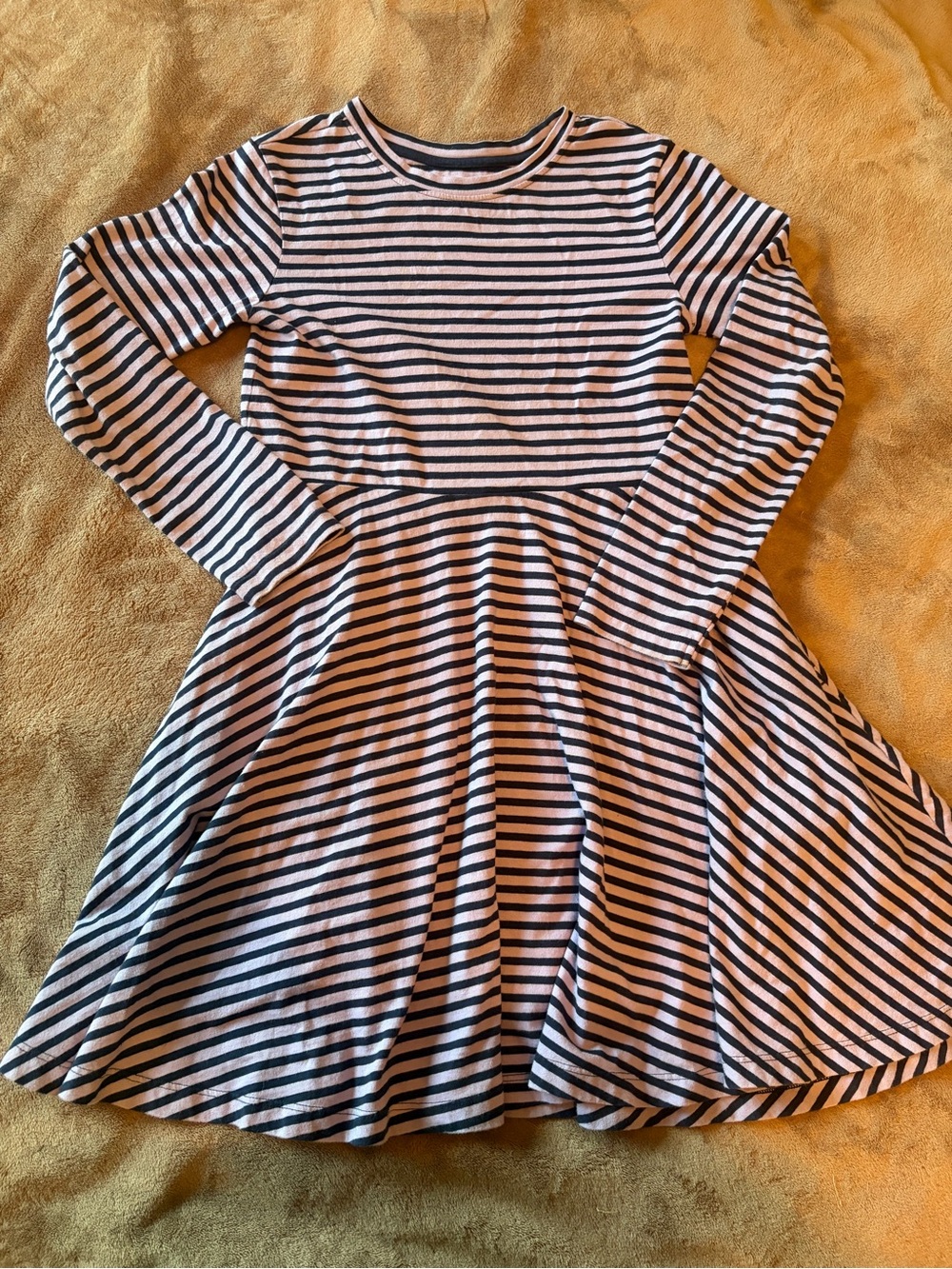 Girls' purple Striped Long-Sleeve Skater Dress